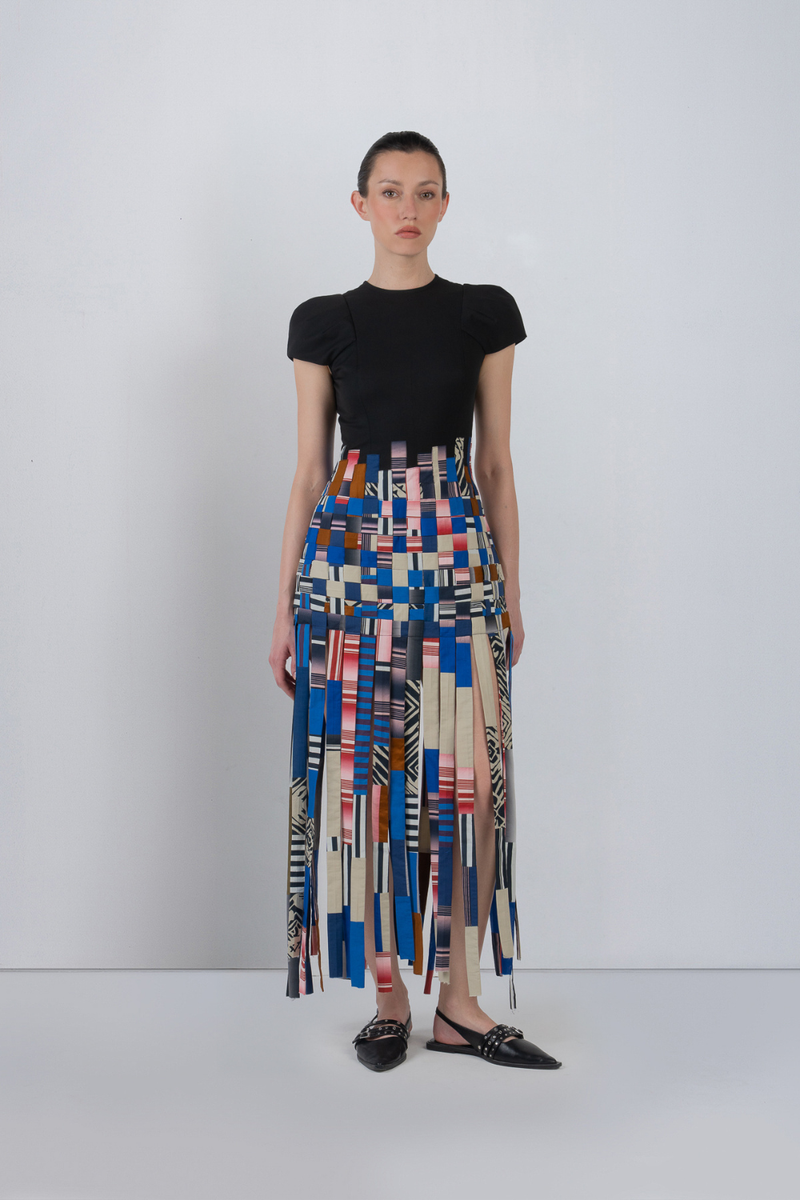 TASSEL DRESS - Multicolour + Black dress by Leh Studios in multicolour for women in Singapore