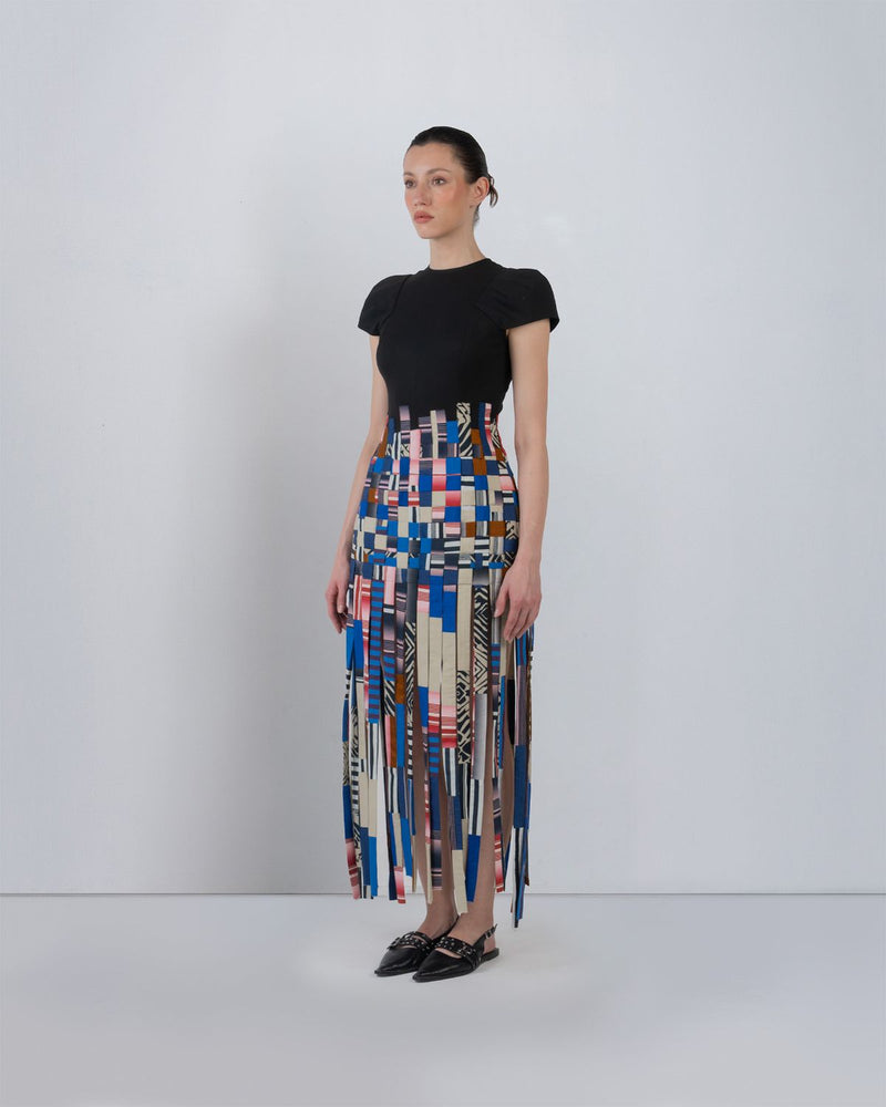 TASSEL DRESS - Multicolour + Black dress by Leh Studios in multicolour for women in Singapore