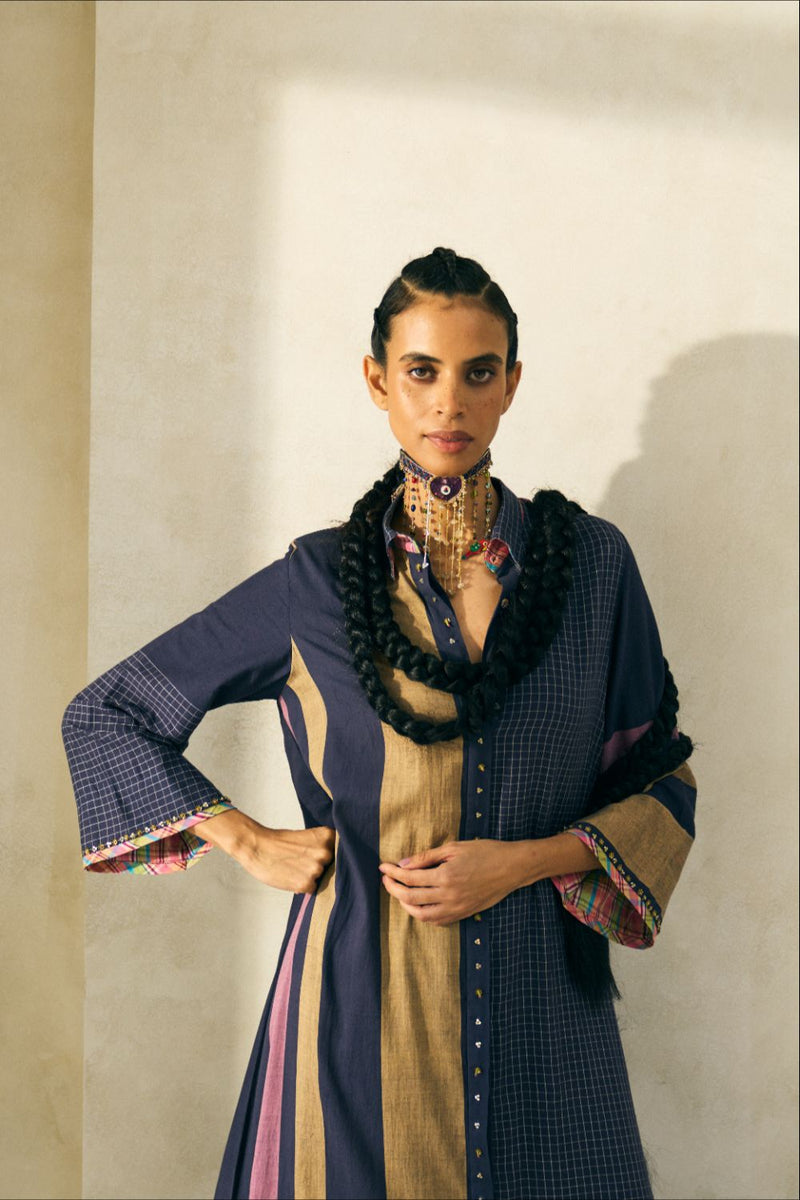 Taylor Kurta cotton by SWATTI KAPOOR in blue color for women in Singapore