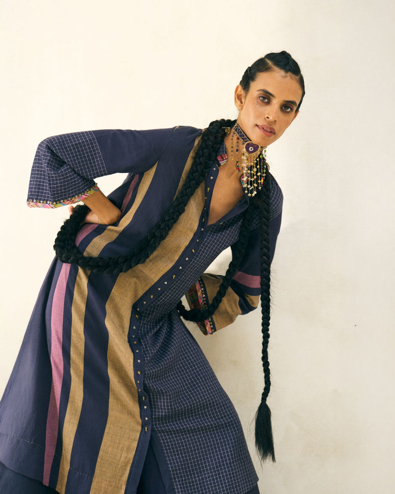 Taylor Kurta cotton by SWATTI KAPOOR in blue color for women in Singapore