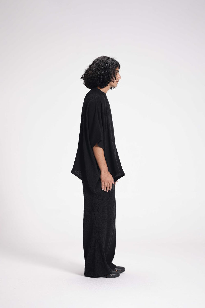 Textured High Neck Top cotton by Turn Black in black color for women in Singapore