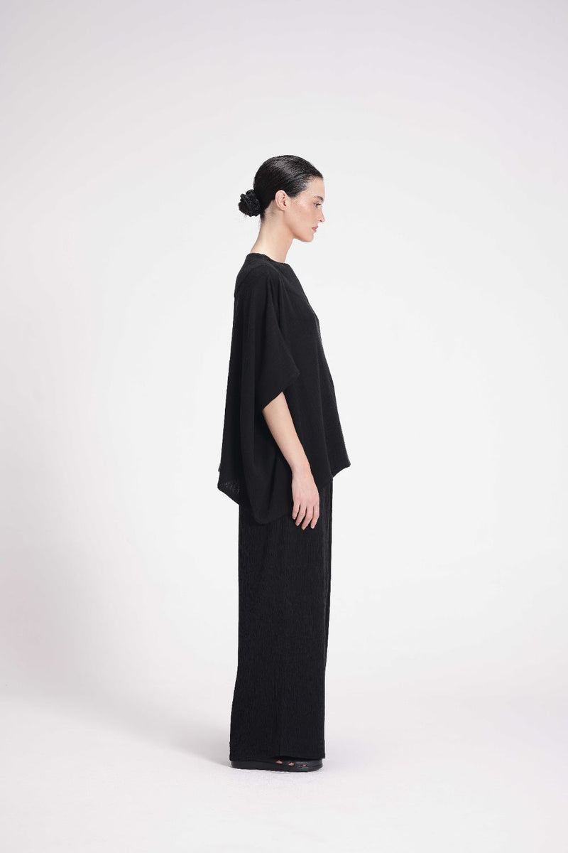 Textured High Neck Top cotton by Turn Black in black color for women in Singapore