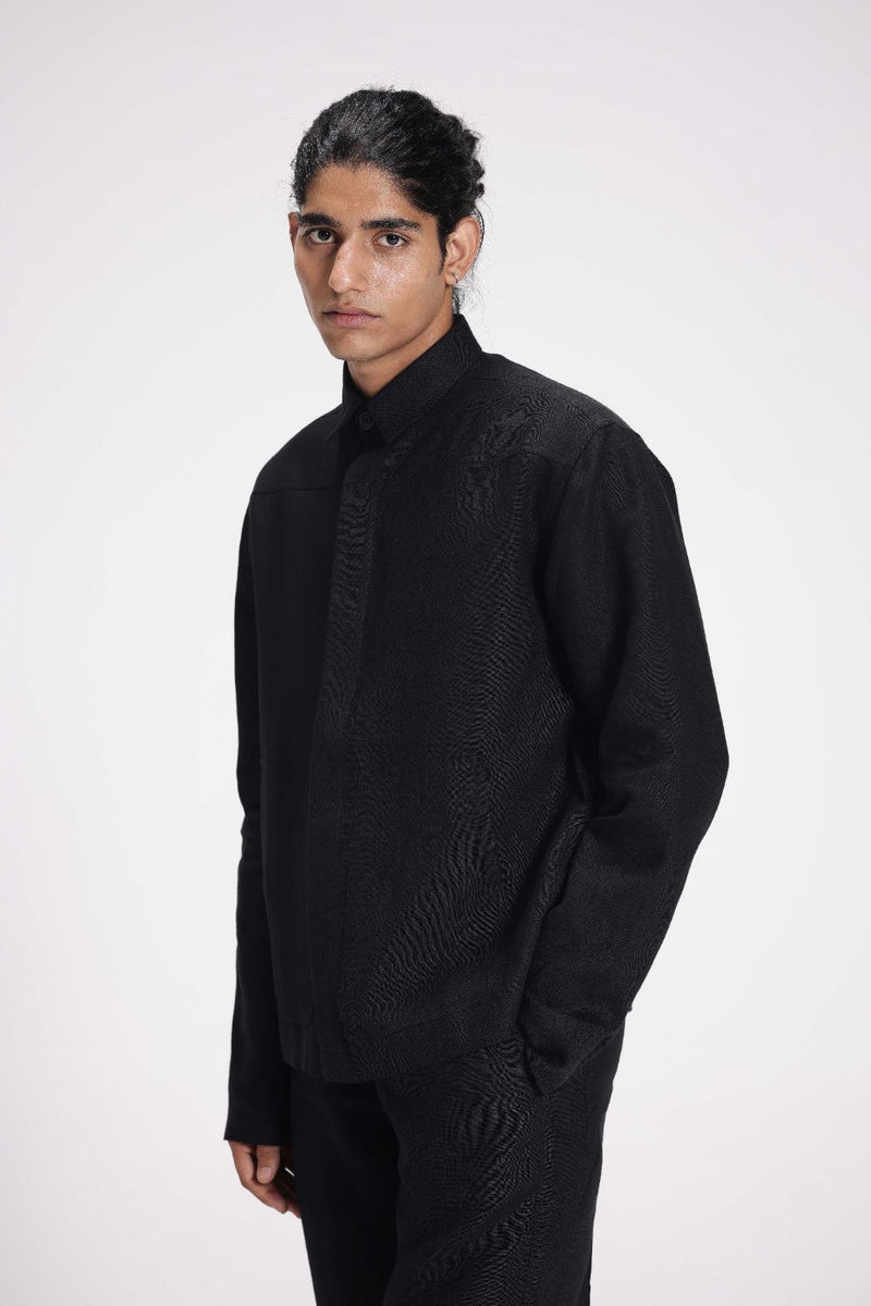 Linen Shirt with Patch Pockets linen by Turn Black in black color for women in Singapore