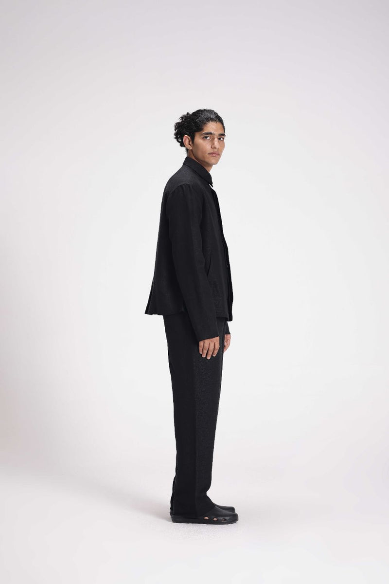 Linen Shirt with Patch Pockets linen by Turn Black in black color for women in Singapore