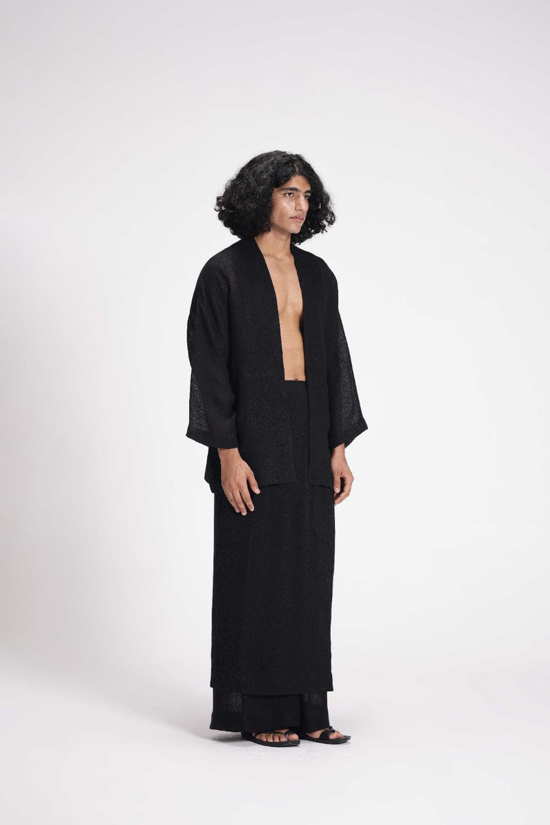 Textured Wrap Skirt cotton by Turn Black in black color for women in Singapore