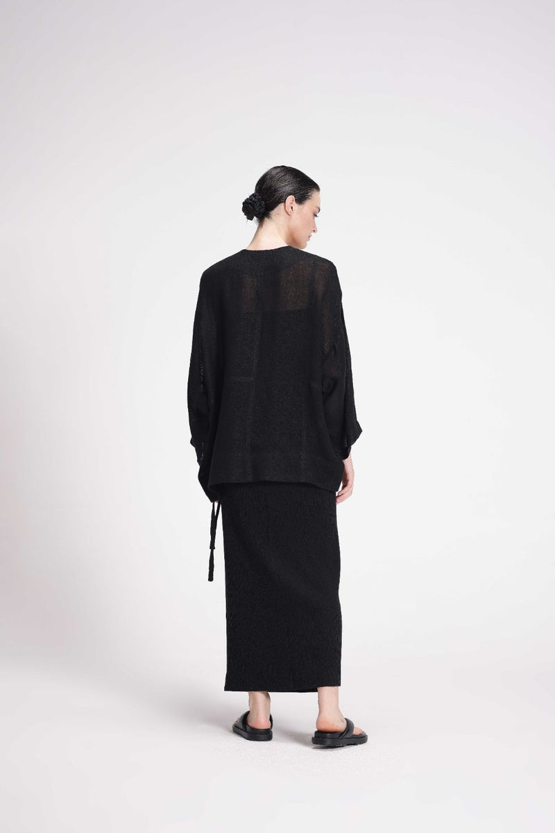 Textured Wrap Skirt cotton by Turn Black in black color for women in Singapore