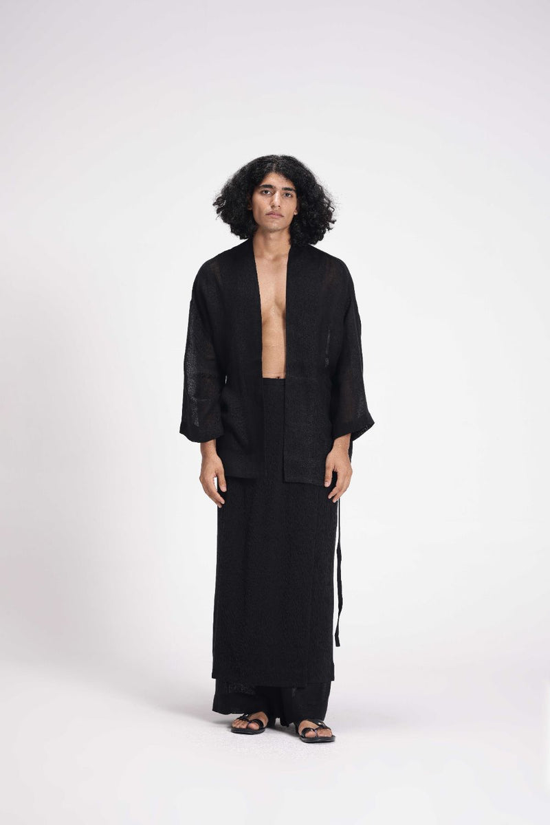 Textured Wrap Skirt cotton by Turn Black in black color for women in Singapore