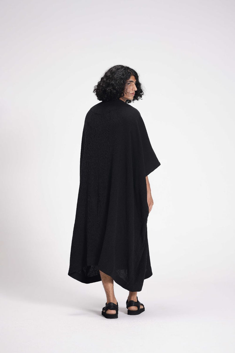 Textured Kaftan cotton by Turn Black in black color for women in Singapore