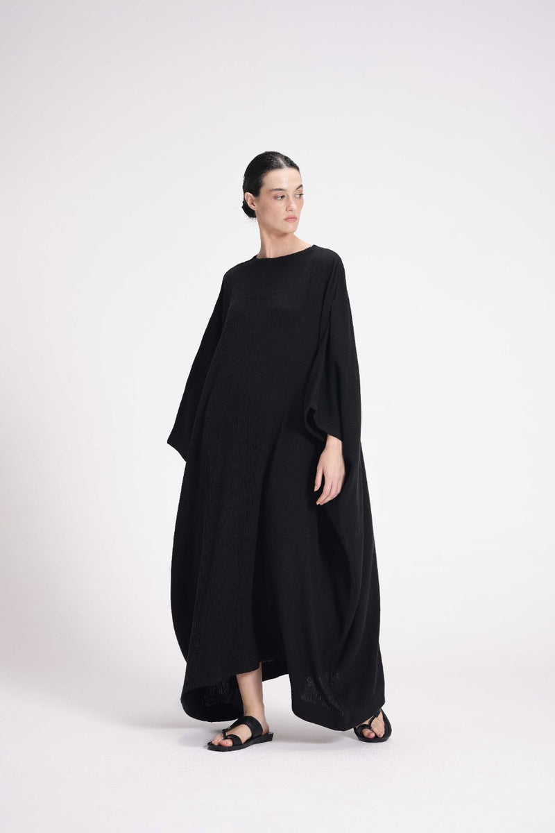 Textured Kaftan cotton by Turn Black in black color for women in Singapore