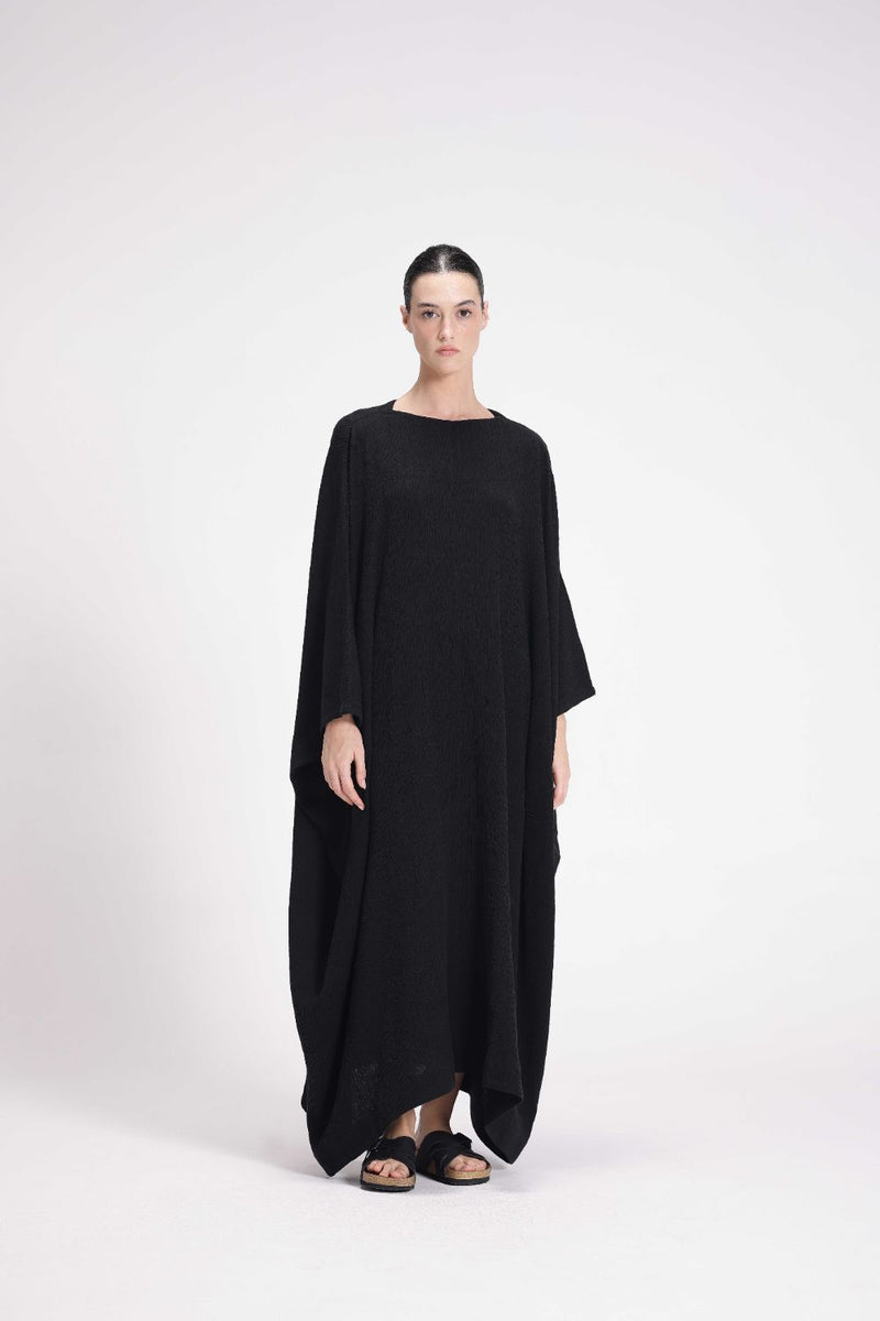 Textured Kaftan cotton by Turn Black in black color for women in Singapore
