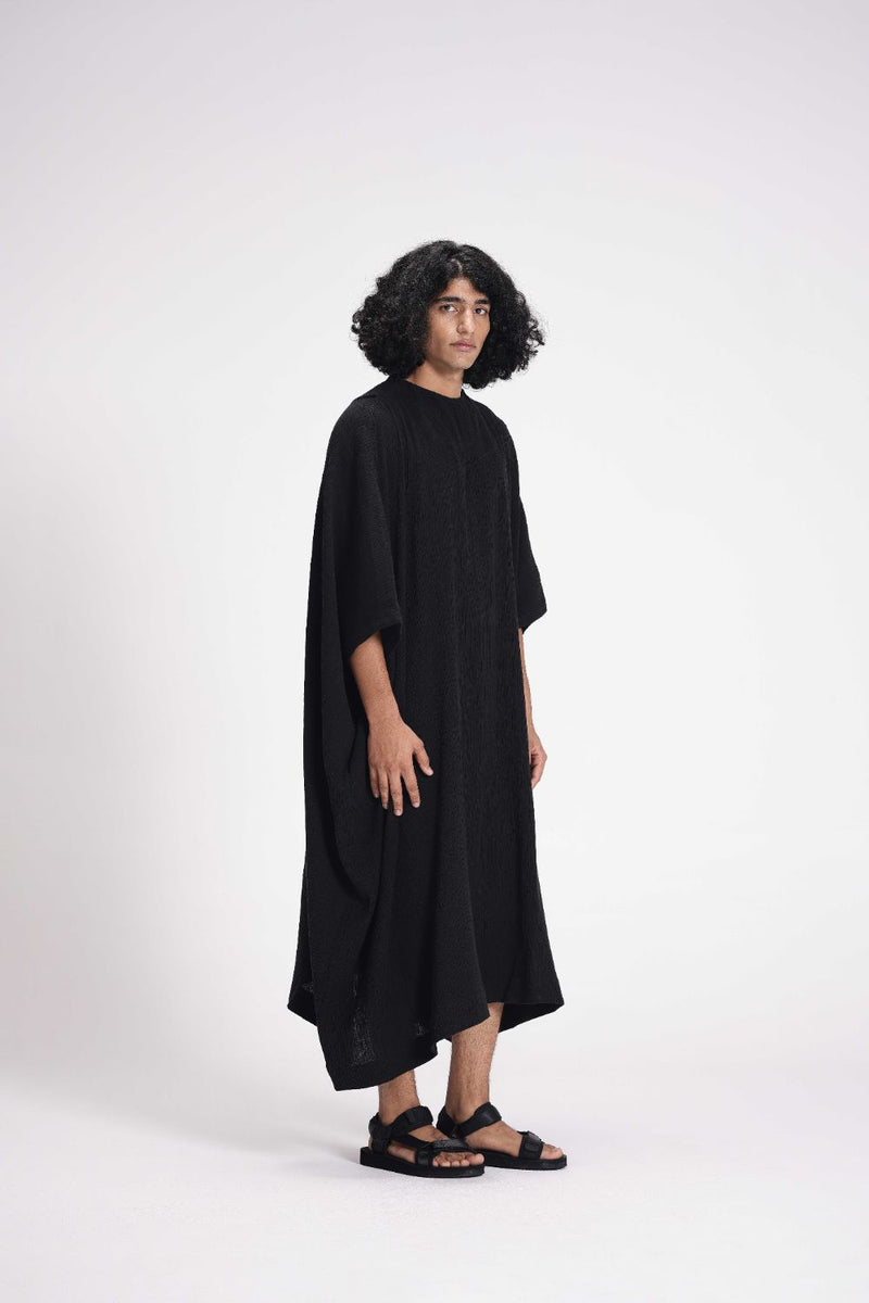Textured Kaftan cotton by Turn Black in black color for women in Singapore