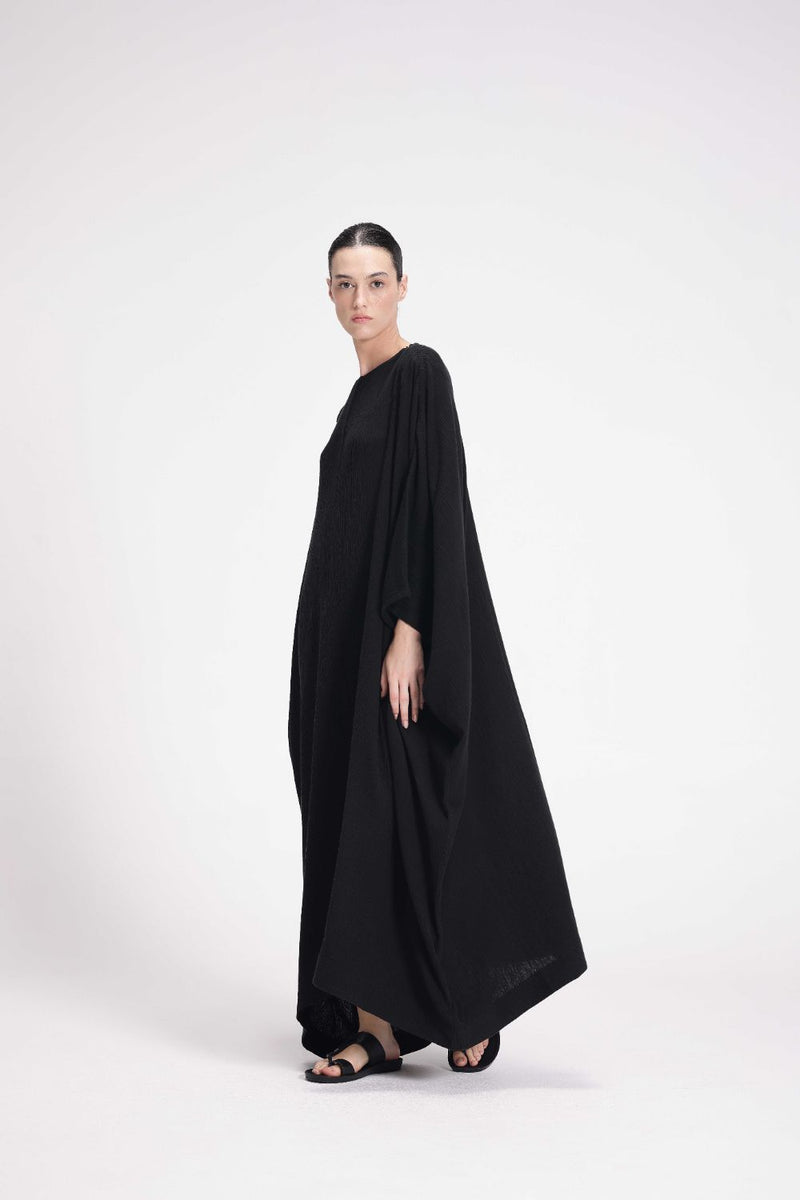 Textured Kaftan cotton by Turn Black in black color for women in Singapore