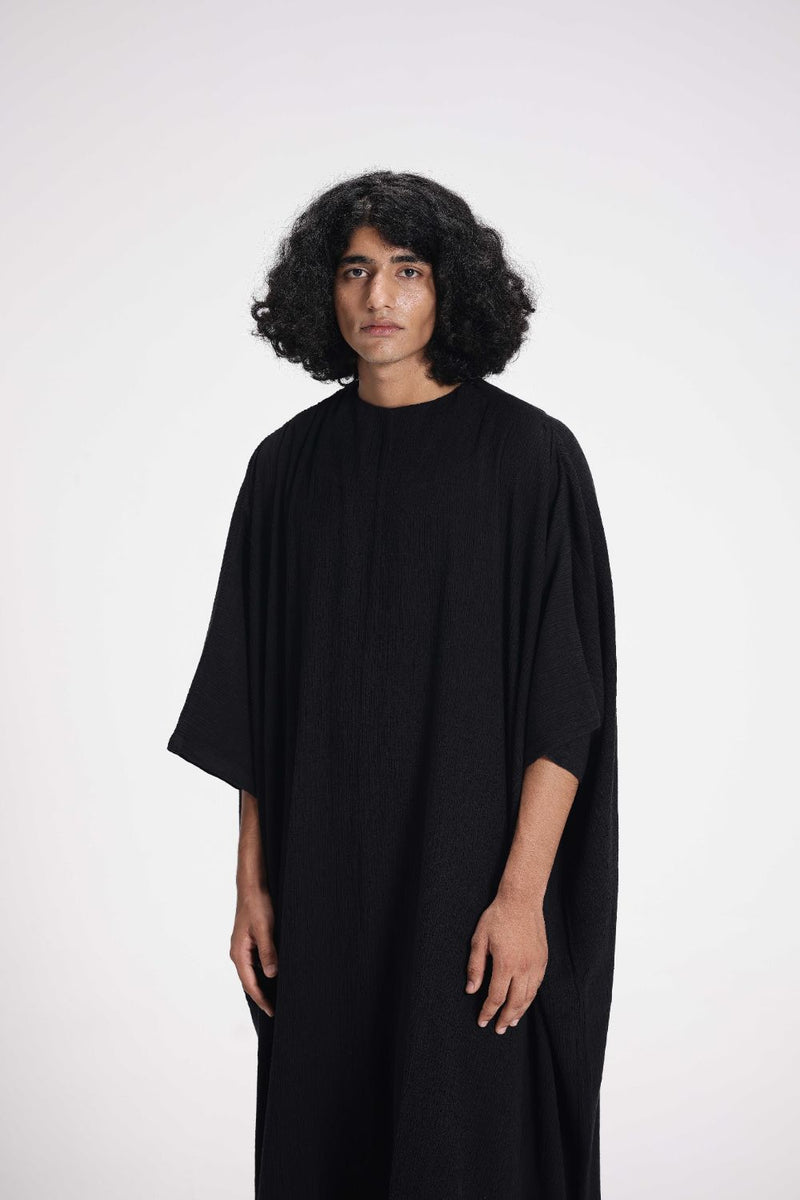 Textured Kaftan cotton by Turn Black in black color for women in Singapore