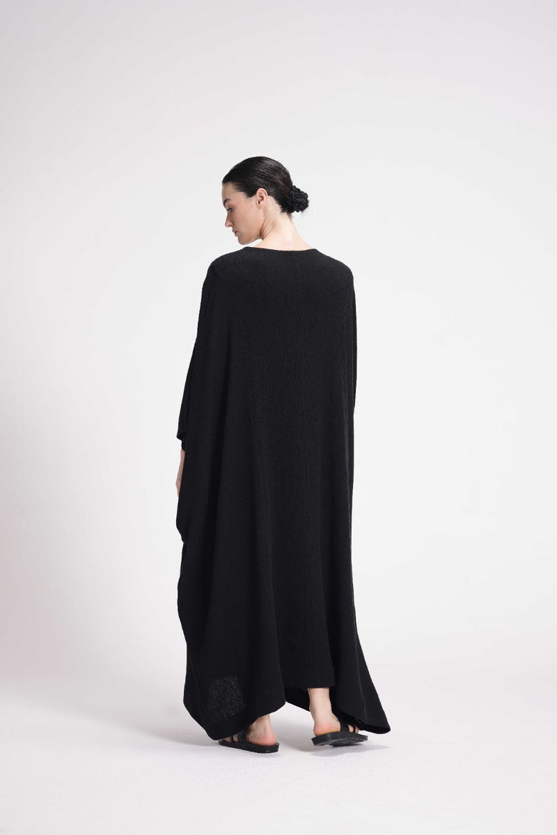 Textured Kaftan cotton by Turn Black in black color for women in Singapore