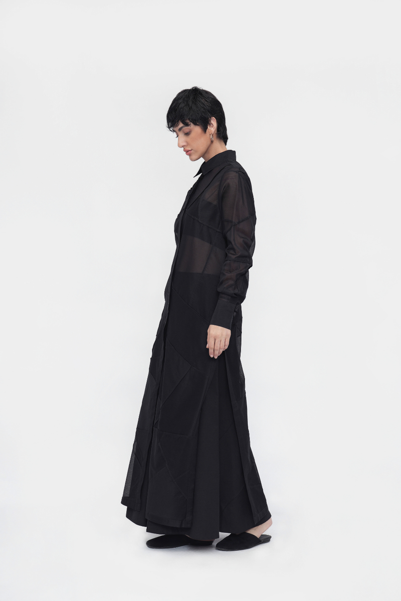 Dawa Straight Dress silk by Turn Black in black color for women in Singapore