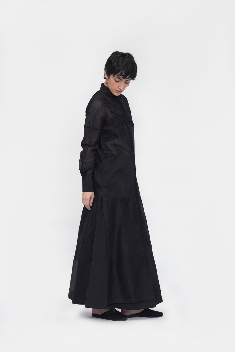 Dawa Straight Dress silk by Turn Black in black color for women in Singapore