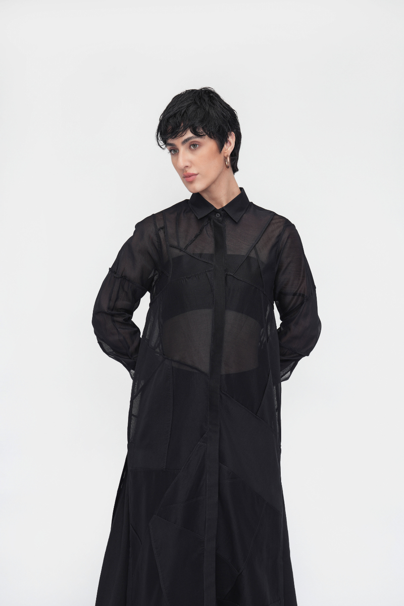 Dawa Straight Dress silk by Turn Black in black color for women in Singapore