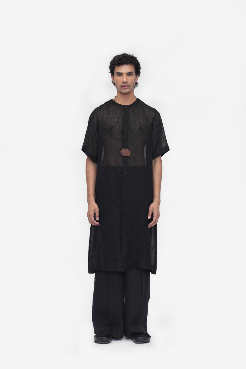 Nyima Tunic linen by Turn Black in black color for women in Singapore