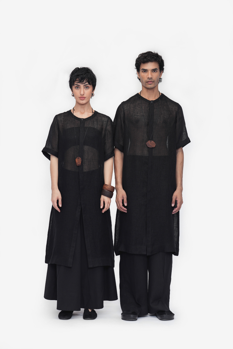 Nyima Tunic linen by Turn Black in black color for women in Singapore