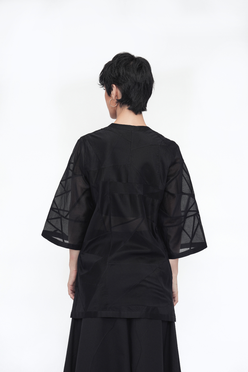Doje Shirt silk by Turn Black in black color for women in Singapore