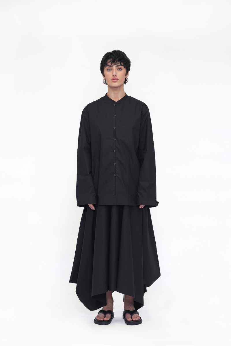 Yonten Shirt poplin by Turn Black in black color for women in Singapore