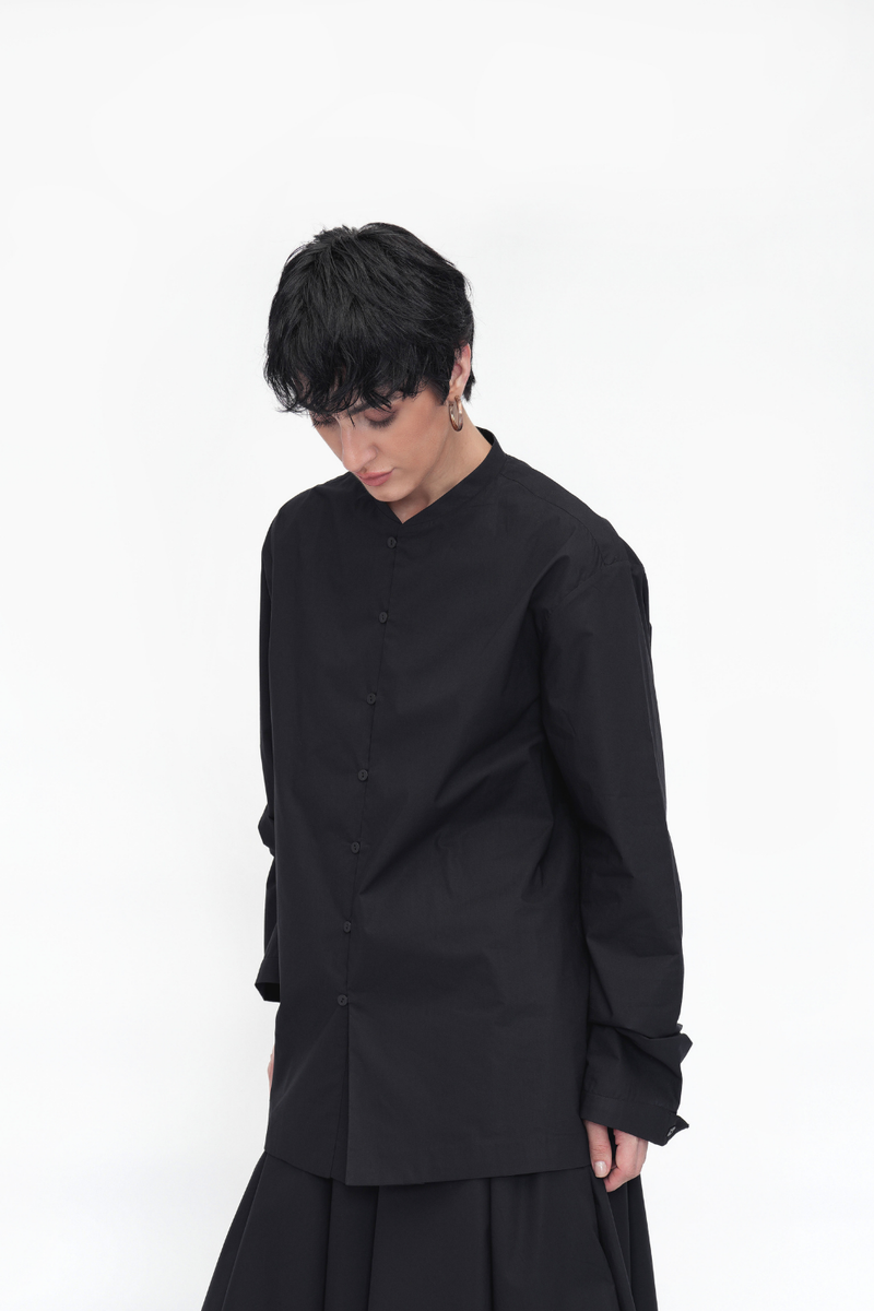 Yonten Shirt poplin by Turn Black in black color for women in Singapore