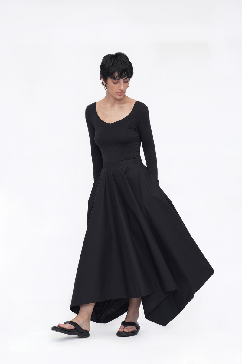 Zema Skirt poplin by Turn Black in black color for women in Singapore