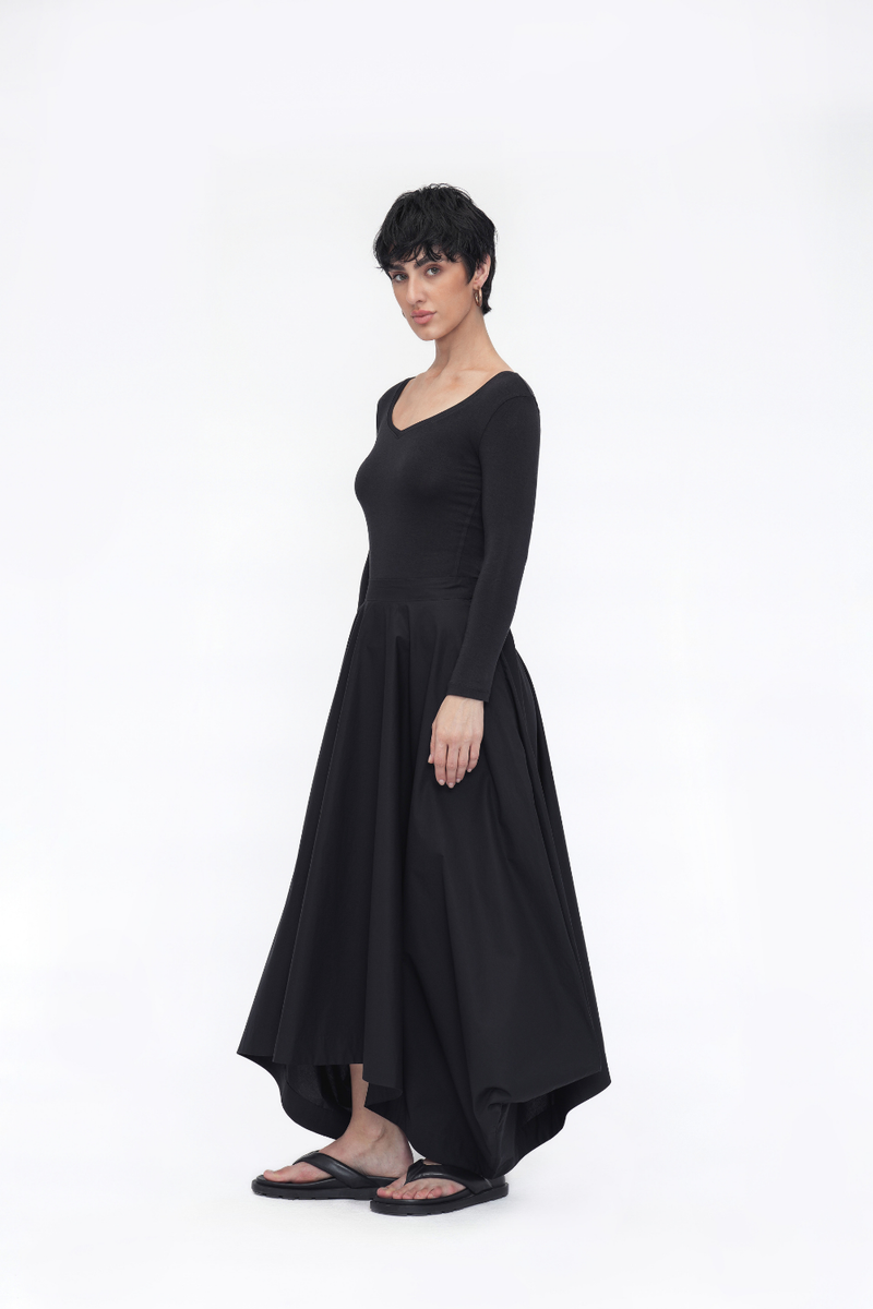 Zema Skirt poplin by Turn Black in black color for women in Singapore