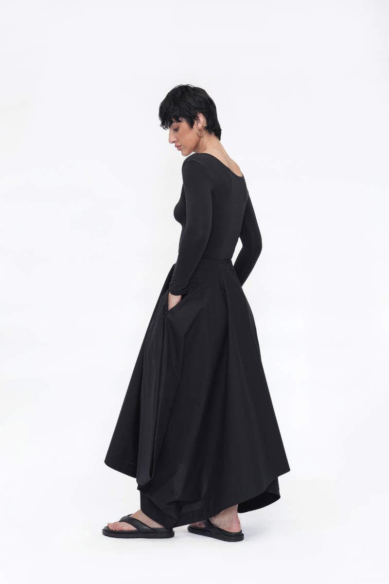 Zema Skirt poplin by Turn Black in black color for women in Singapore