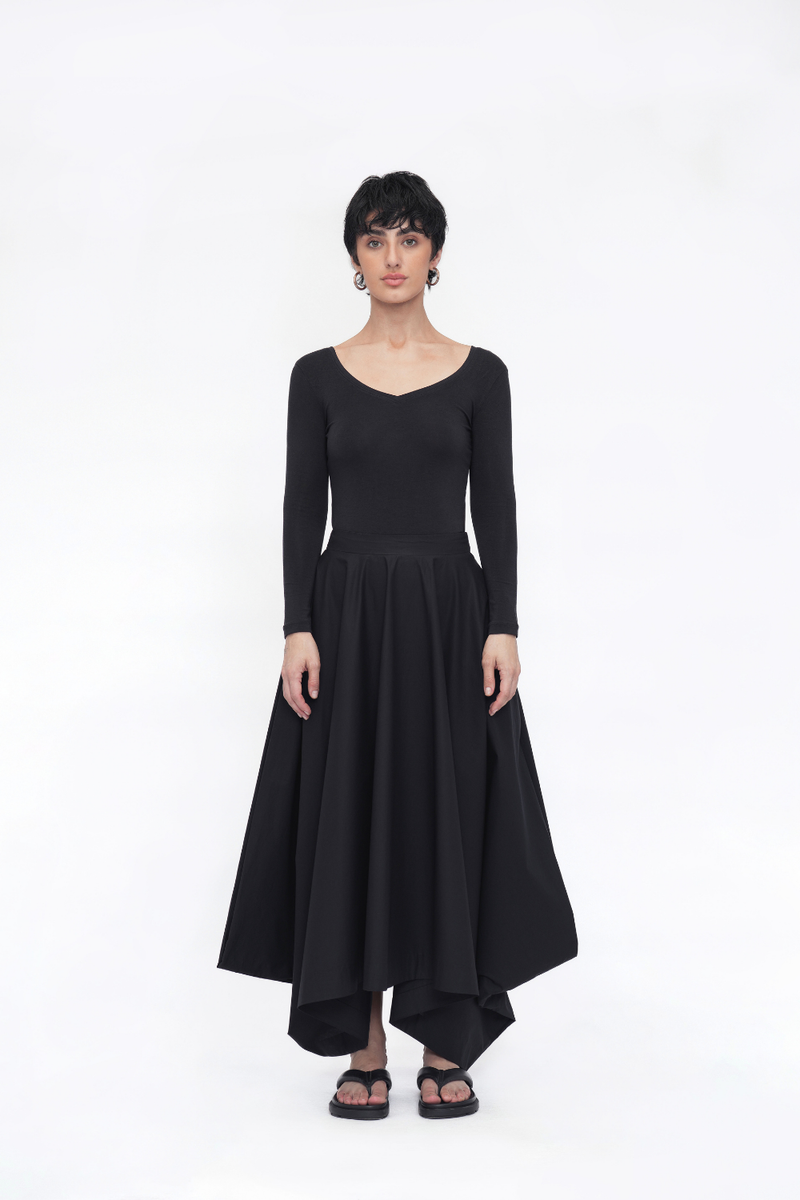 Zema Skirt poplin by Turn Black in black color for women in Singapore