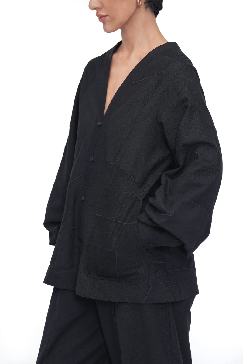 Shingka Overlay | Shirt cotton by Turn Black in black color for women in Singapore