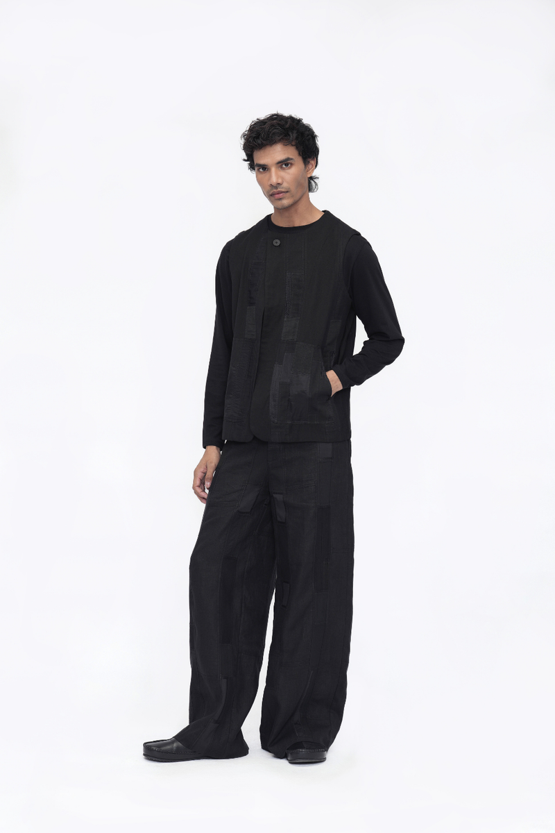 Rigpa Vest Outerwear patchwork by Turn Black in black color for women in Singapore