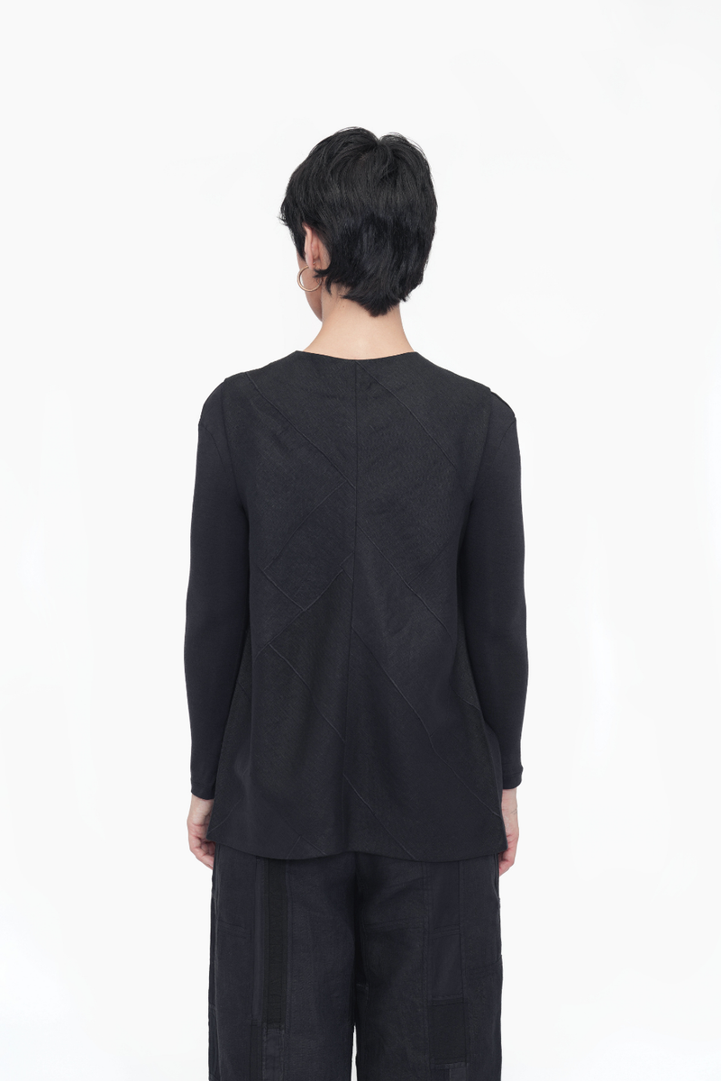 Zepa Vest Outerwear linen by Turn Black in black color for women in Singapore