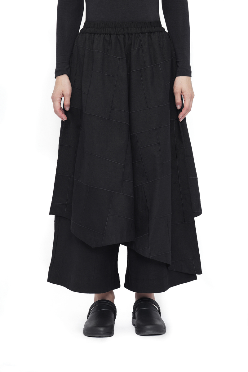Na-Mi Pant | Assymetric Skirt cotton by Turn Black in black color for women in Singapore