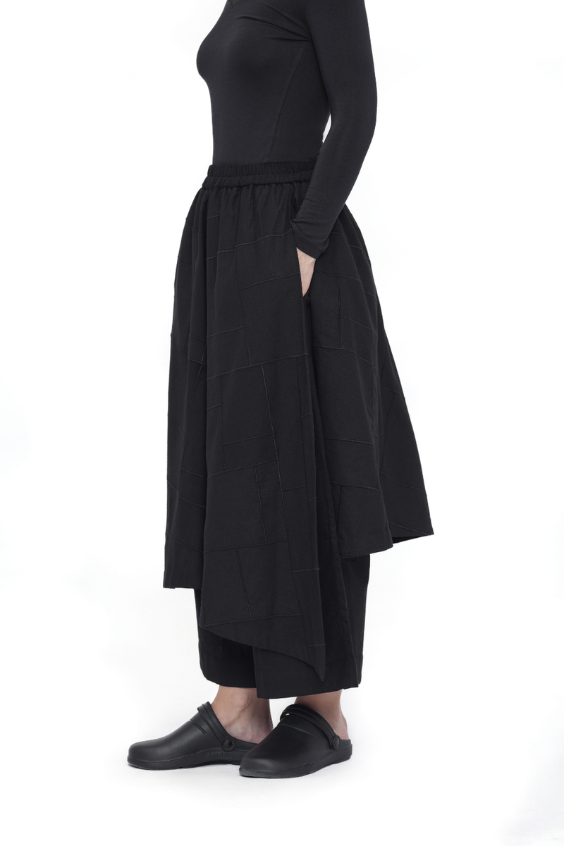 Na-Mi Pant | Assymetric Skirt cotton by Turn Black in black color for women in Singapore