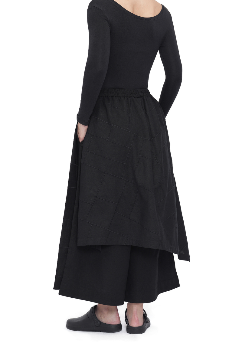 Na-Mi Pant | Assymetric Skirt cotton by Turn Black in black color for women in Singapore