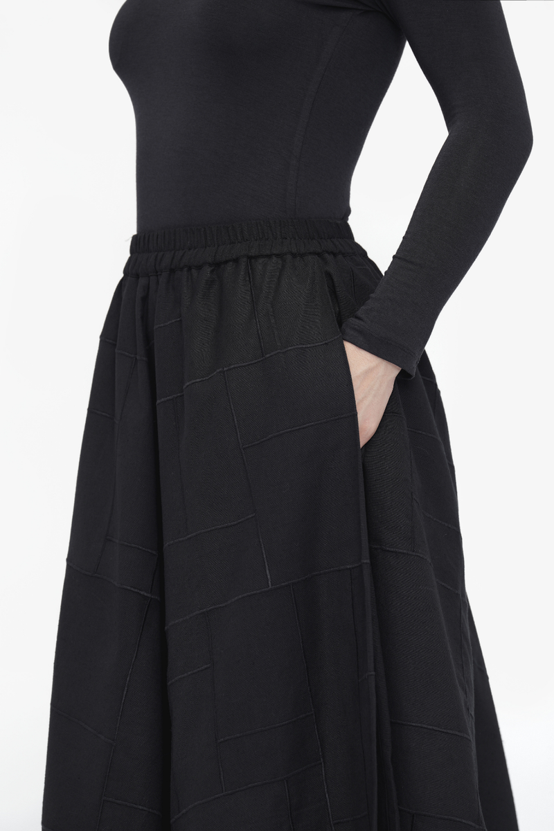 Na-Mi Pant | Assymetric Skirt cotton by Turn Black in black color for women in Singapore
