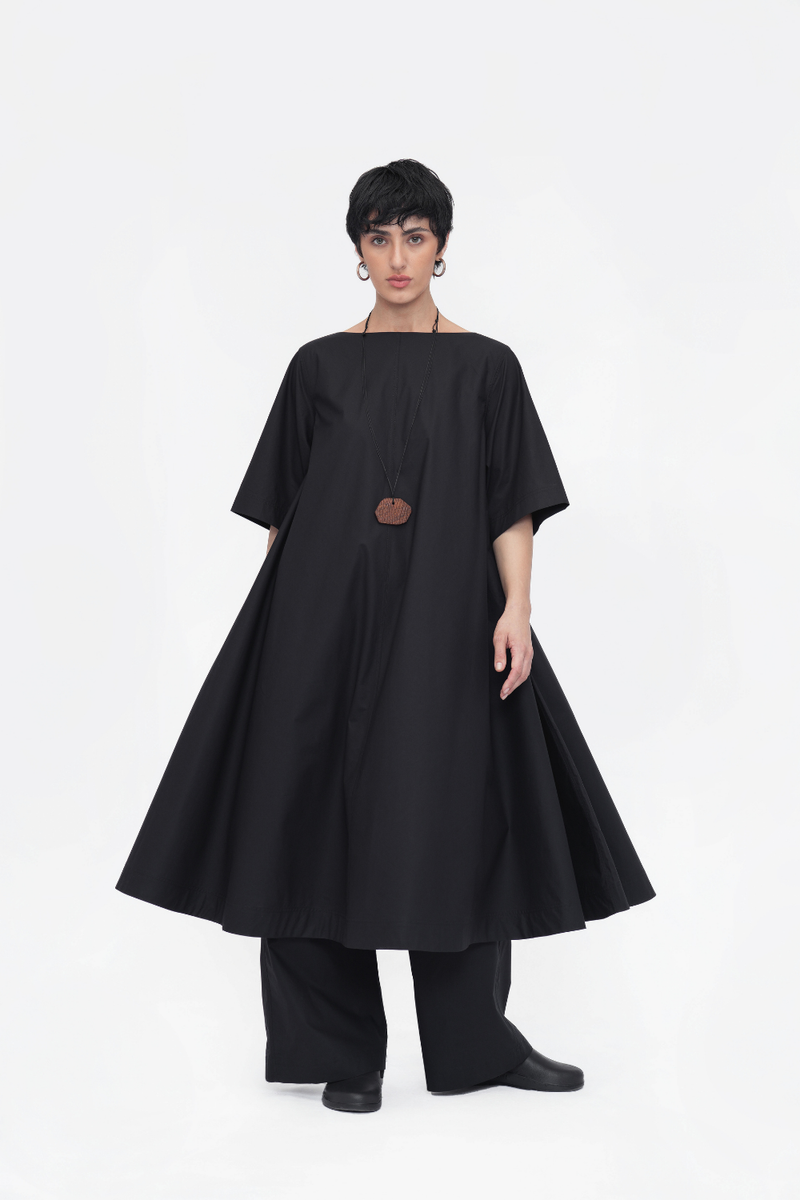 Rime Dress poplin by Turn Black in black color for women in Singapore