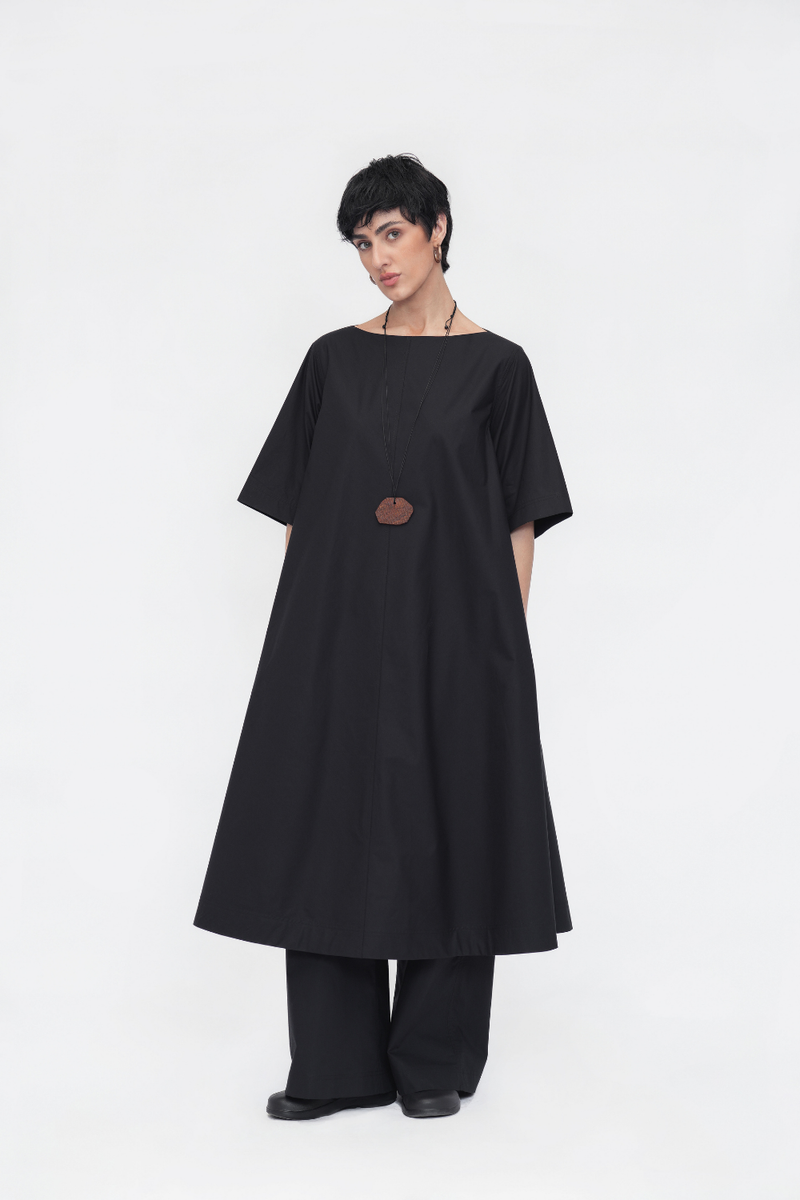 Rime Dress poplin by Turn Black in black color for women in Singapore