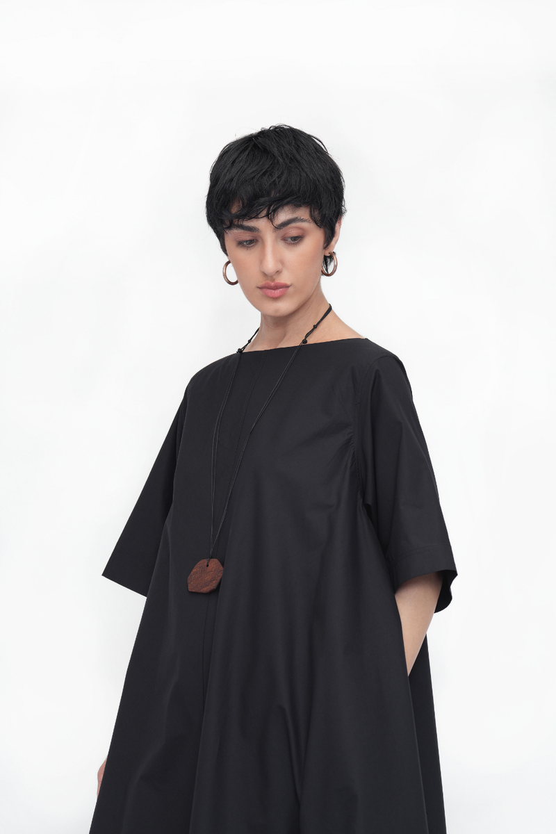 Rime Dress poplin by Turn Black in black color for women in Singapore