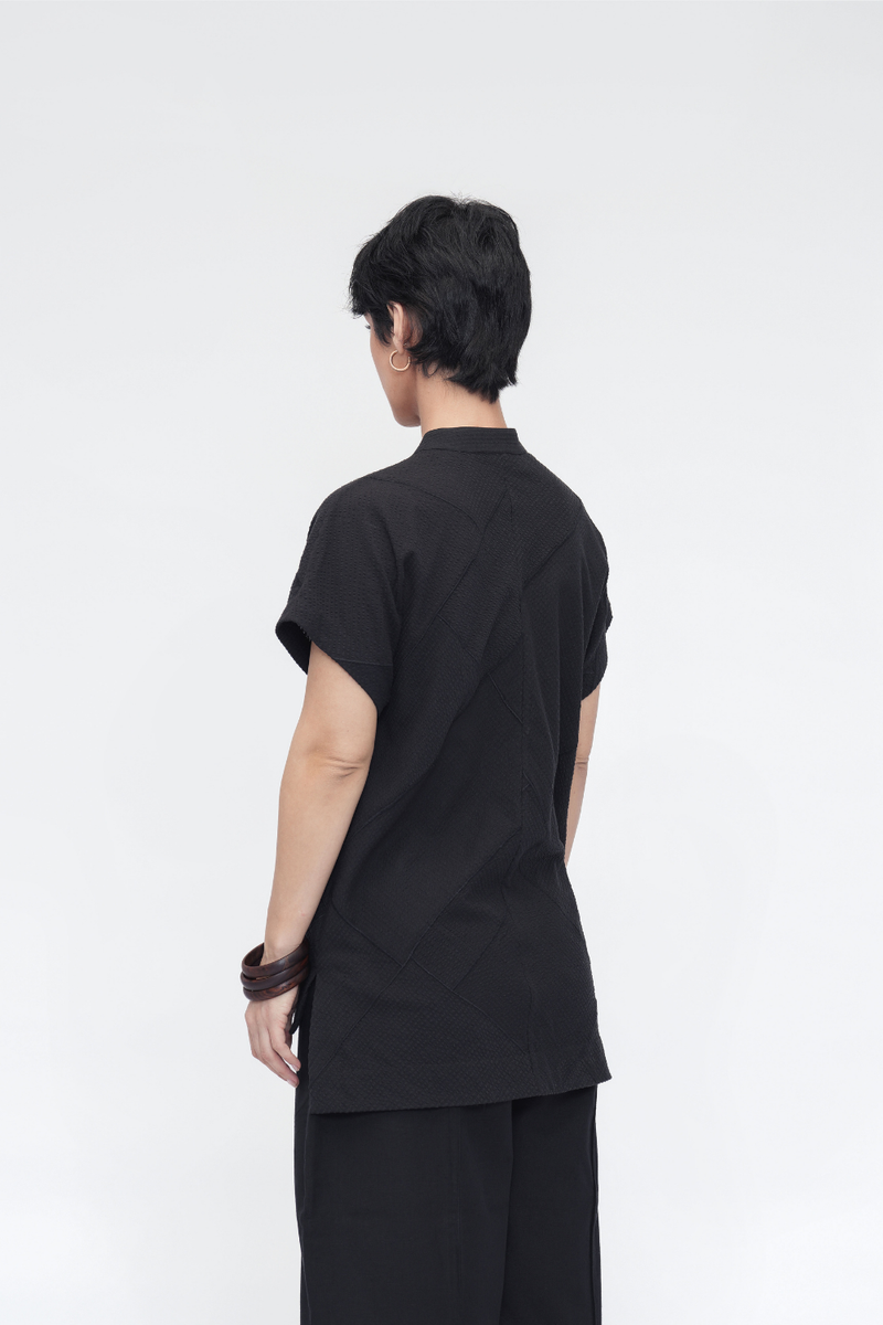 Kalsang Shirt cotton by Turn Black in black color for men in Singapore