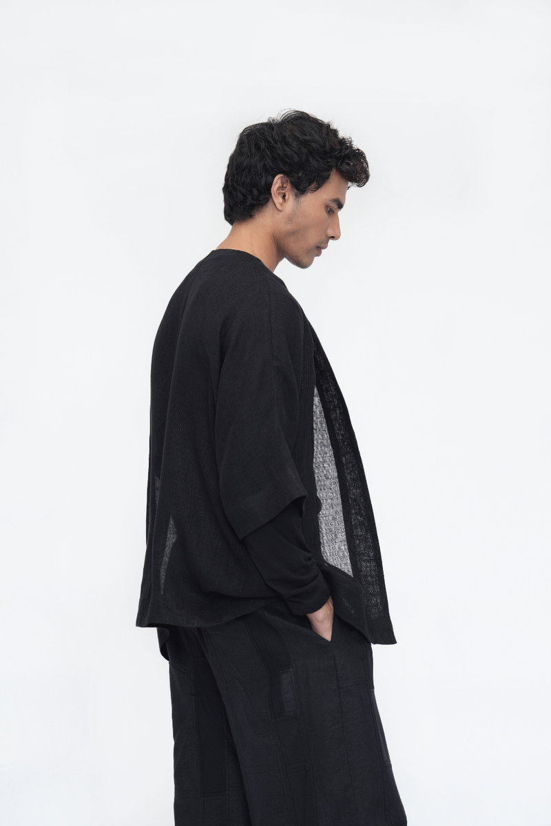Chime Overlay linen by Turn Black in black color for women in Singapore