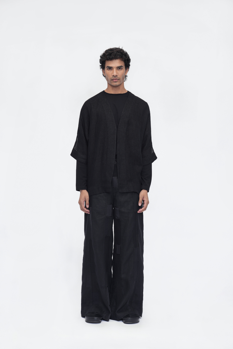 Chime Overlay linen by Turn Black in black color for women in Singapore