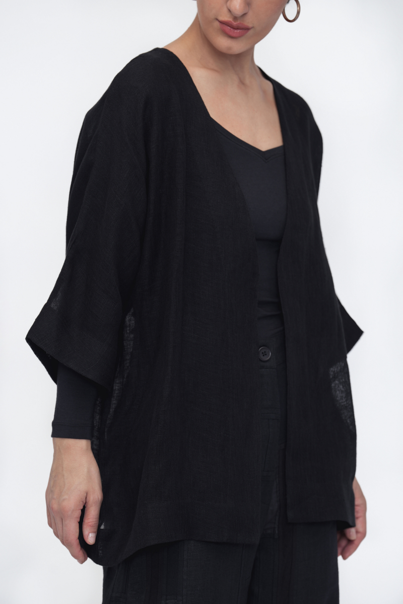 Chime Overlay linen by Turn Black in black color for women in Singapore
