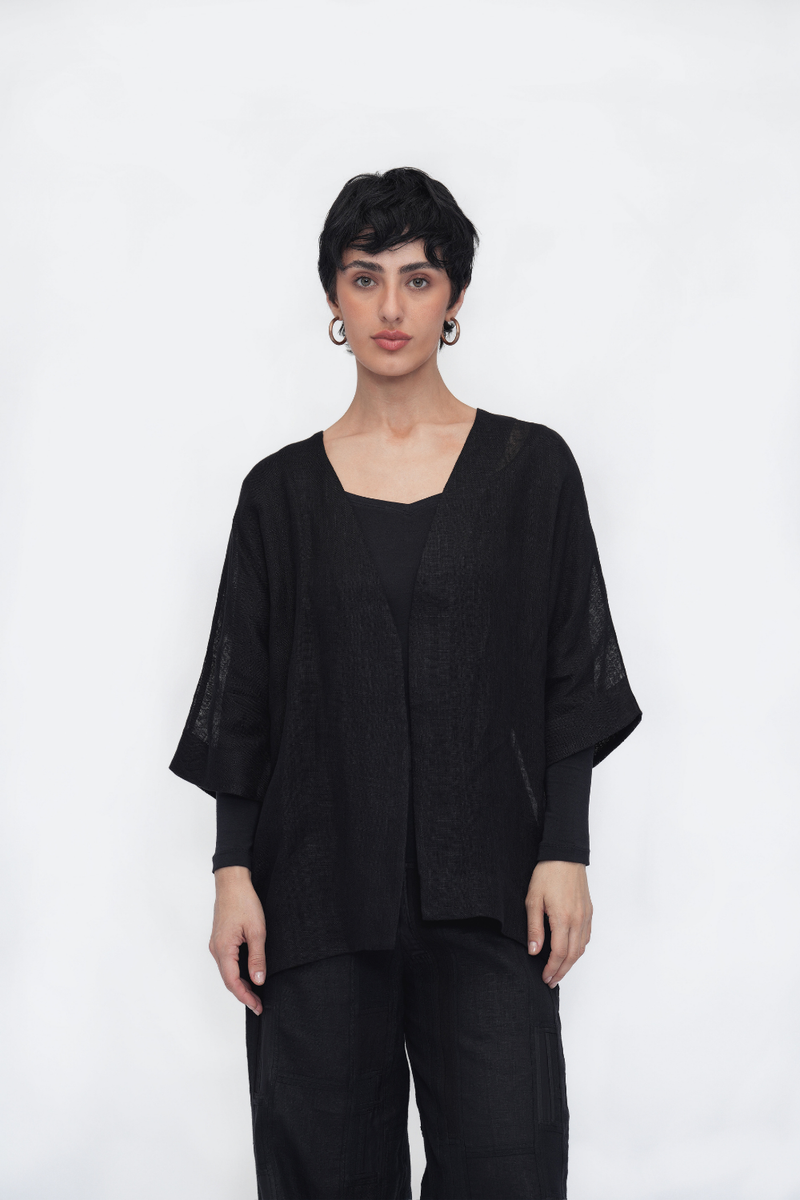 Chime Overlay linen by Turn Black in black color for women in Singapore
