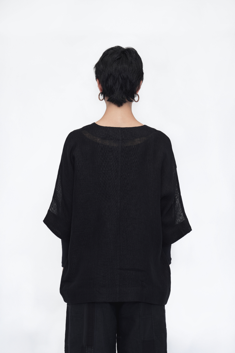 Chime Overlay linen by Turn Black in black color for women in Singapore