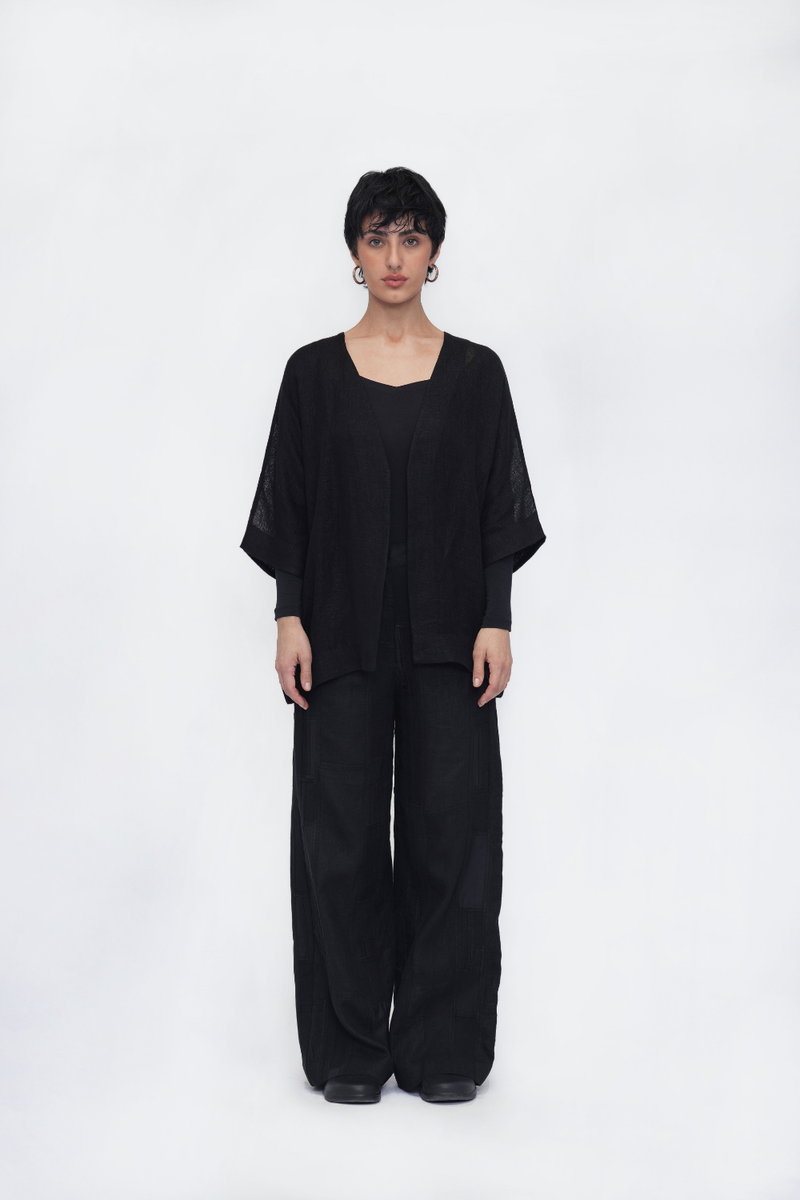Chime Overlay linen by Turn Black in black color for women in Singapore