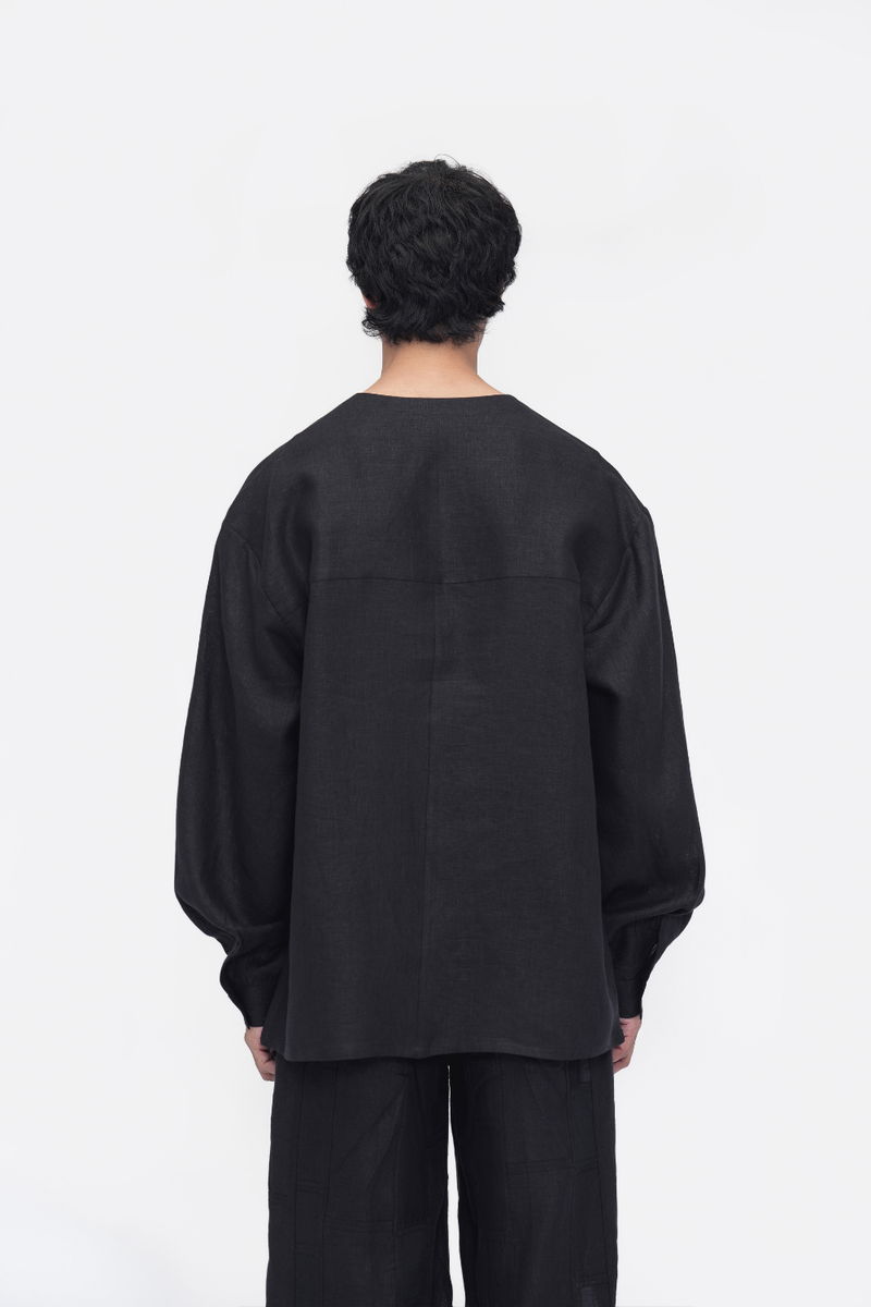 Jampa Top linen by Turn Black in black color for women in Singapore