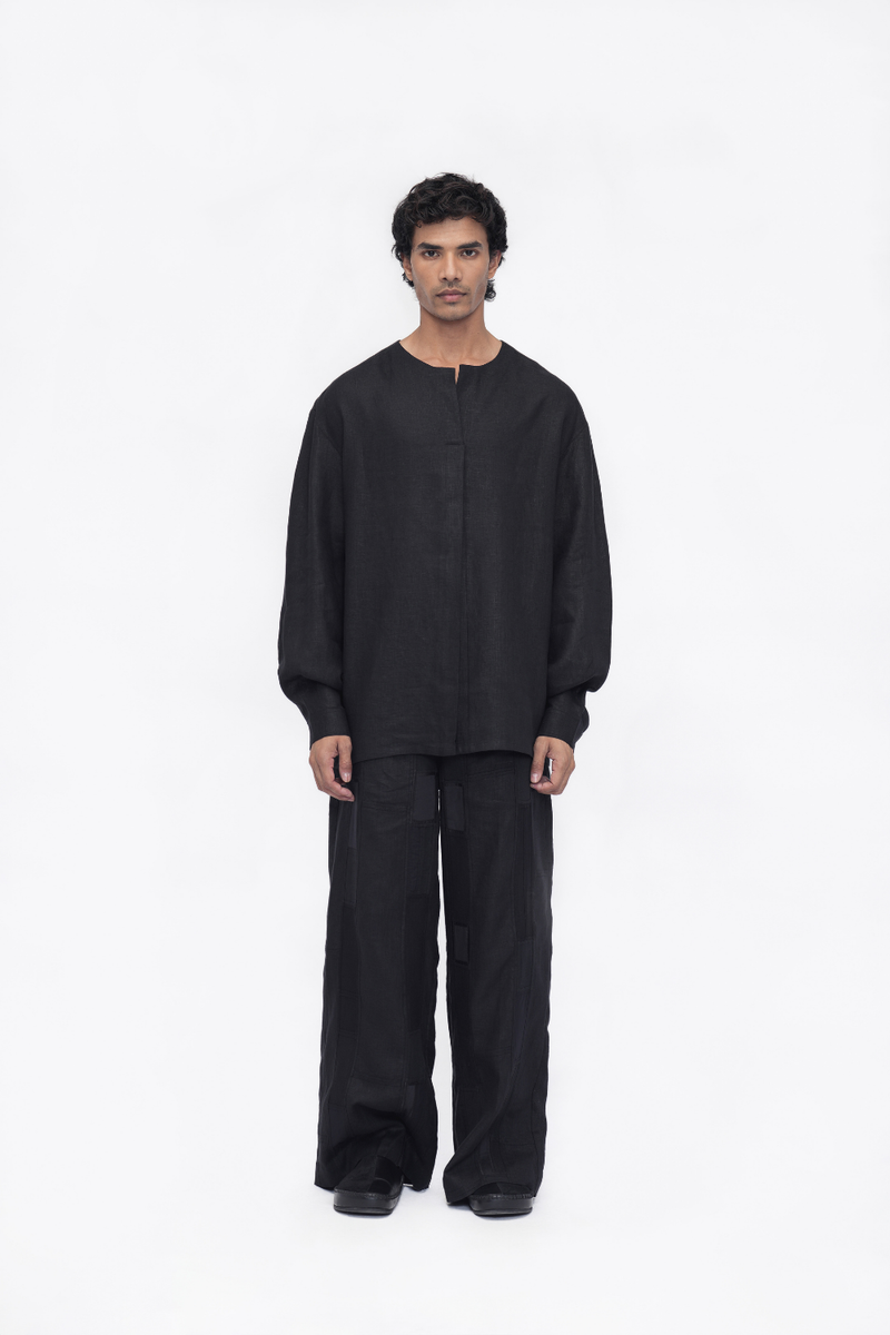Jampa Top linen by Turn Black in black color for women in Singapore