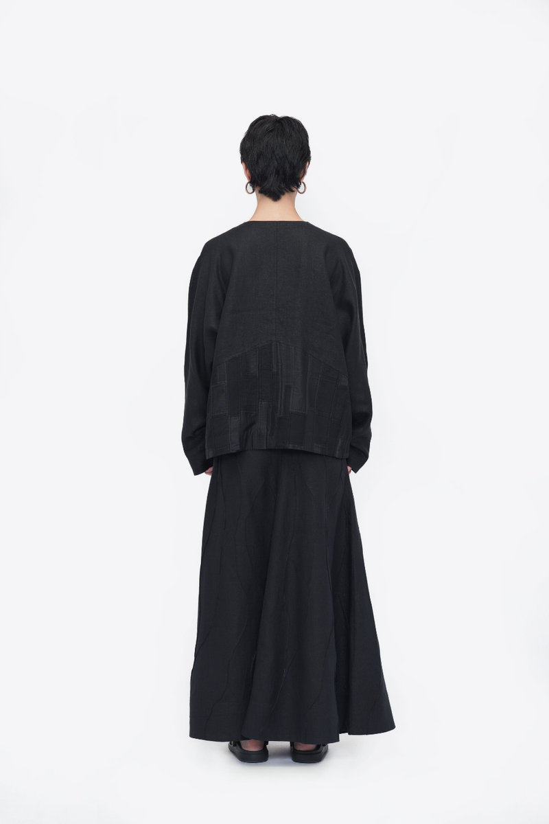 Palmo Top patchwork by Turn Black in black color for women in Singapore
